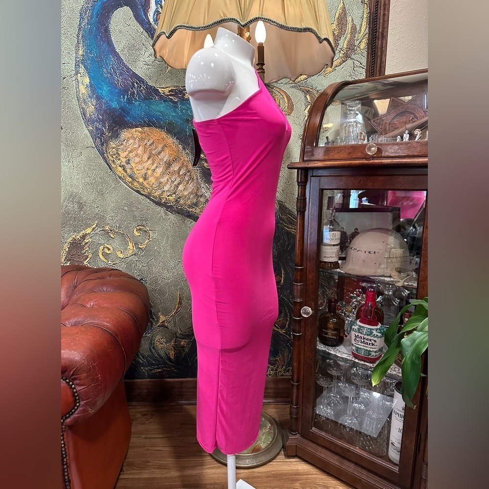 NWT  FASHION NOVA First And Last Midi Dress - Neon Fuchsia - Picture 3 of 9